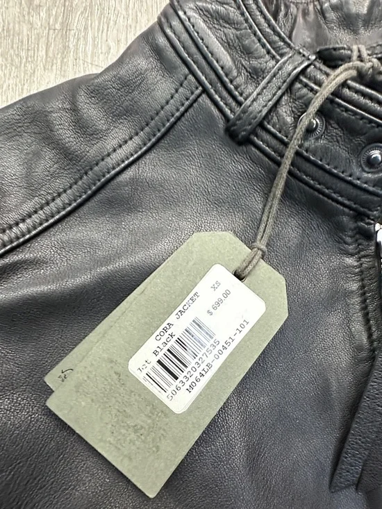 AllSaints Black Leather Slim Fit Bomber Jacket CORA LEATHER JACKET - Picture 9 of 11